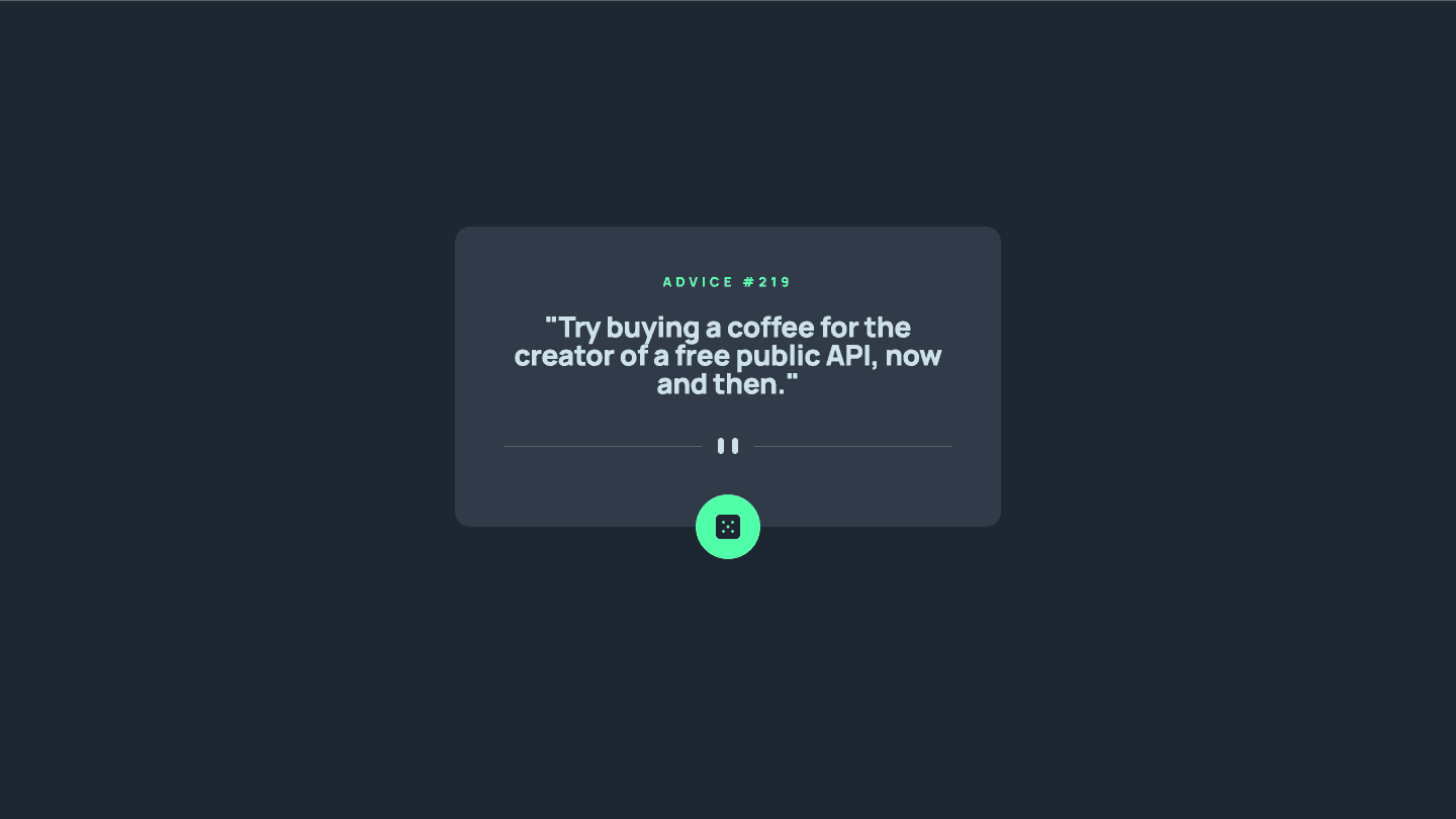 Advice app that says 'Try buying a coffee for the creator of a free public API, now and then.'